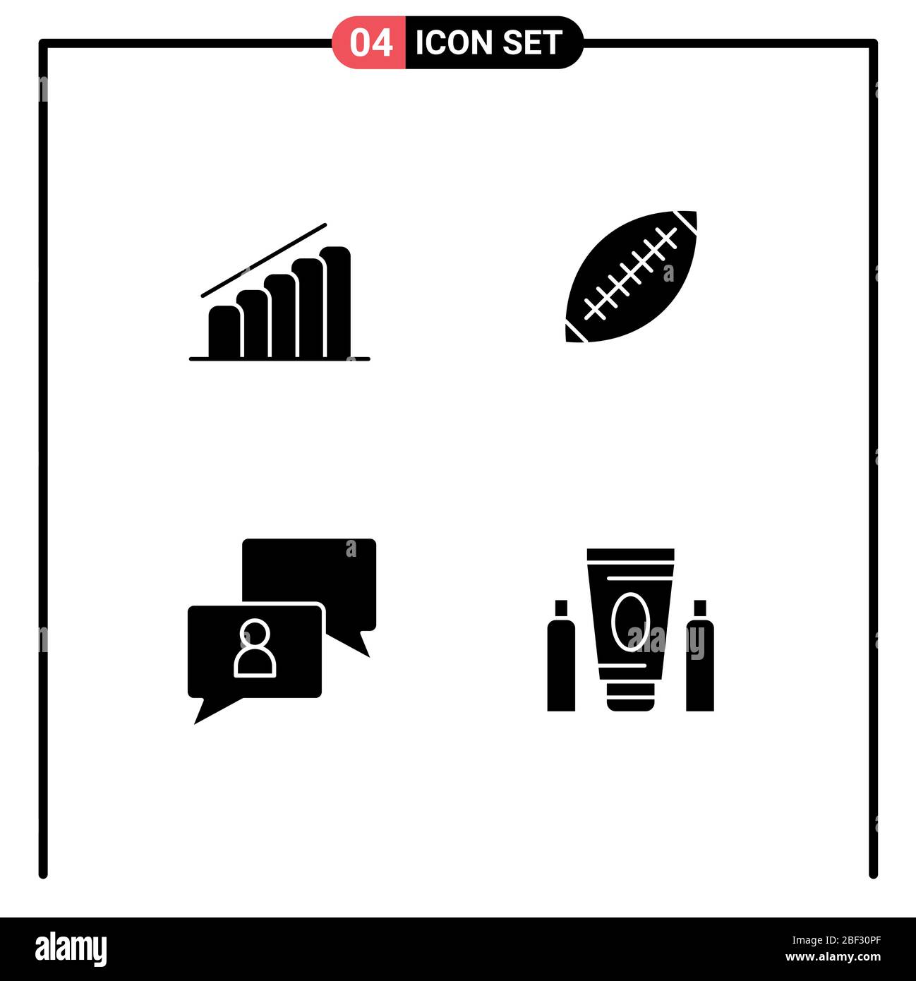 Pictogram Set of Simple Solid Glyphs of chart, sport, analysis, football, chatting Editable Vector Design Elements Stock Vector