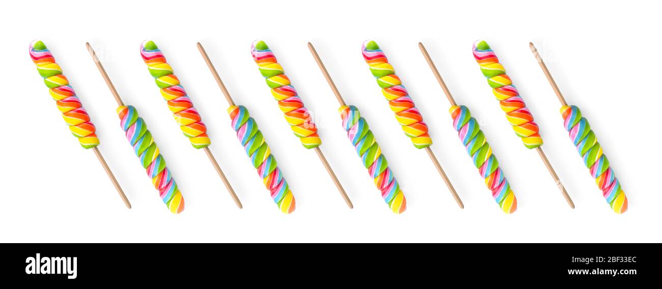 Sweet lollipops on white background Stock Photo