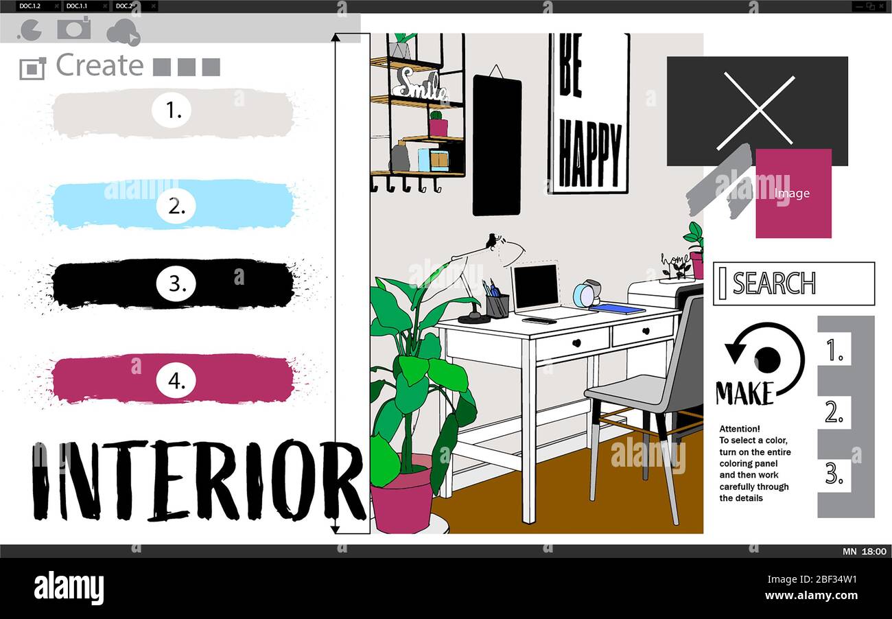 Interface of modern software for interior design Stock Photo - Alamy