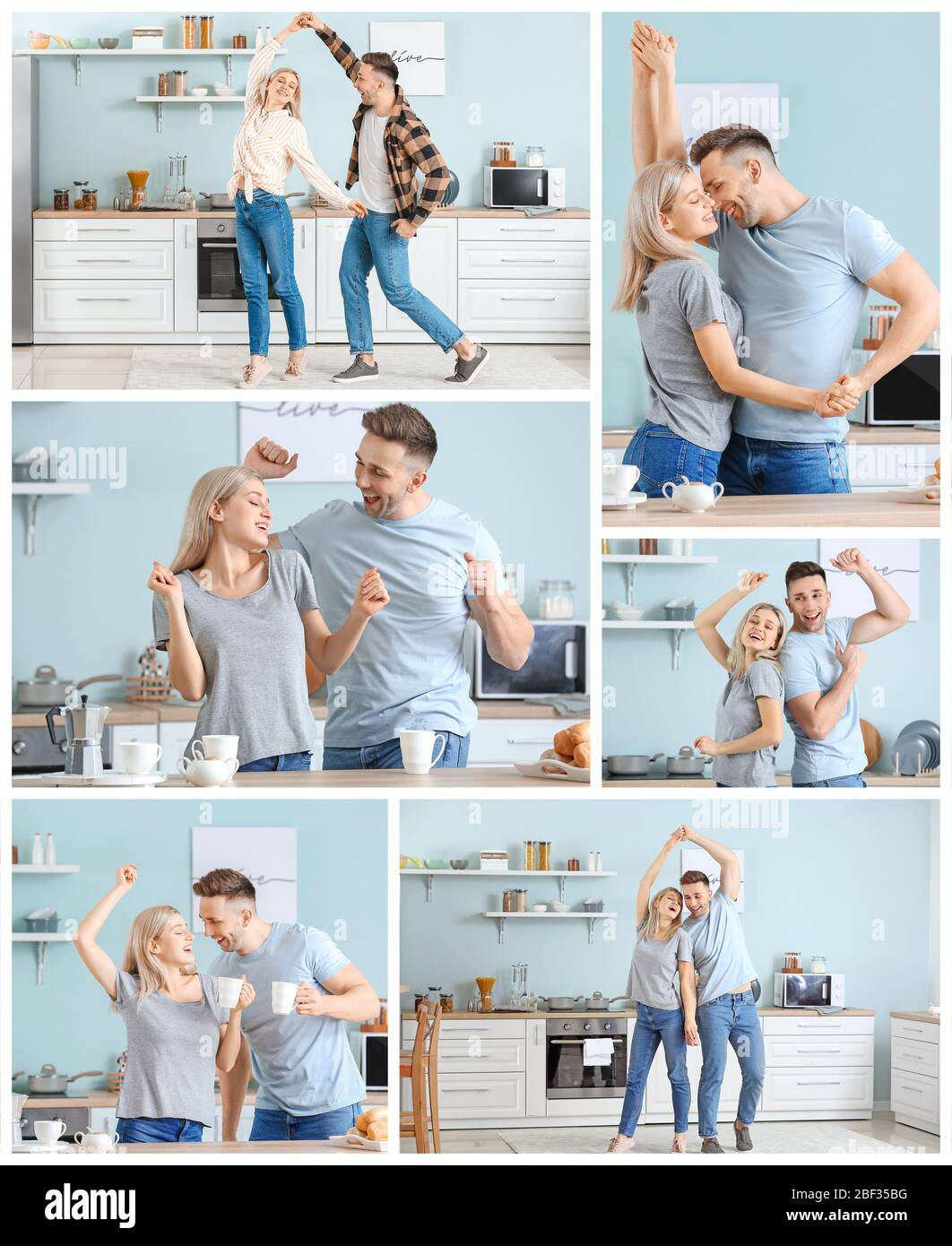 Couple dancing in kitchen Cut Out Stock Images & Pictures - Alamy