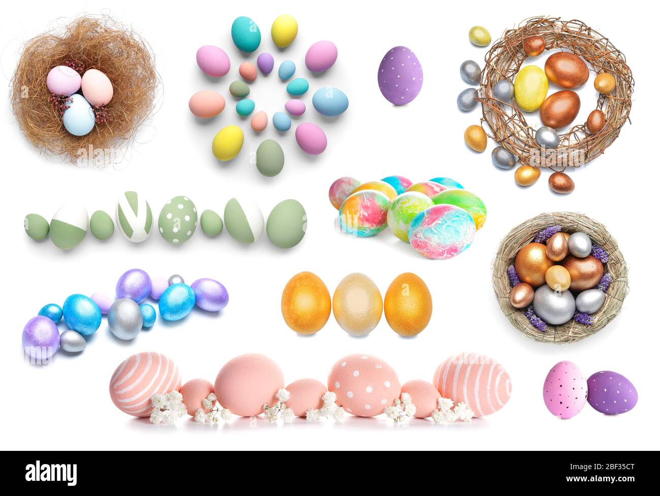 Beautiful Easter eggs on white background Stock Photo - Alamy