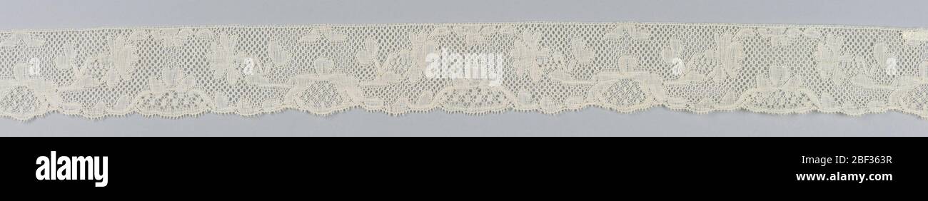Edging. Pattern of conventionalized floral sprays with five hole ground ...
