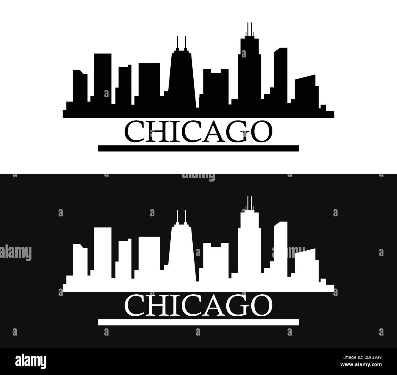 Chicago icon illustrated in vector on white background Stock Vector