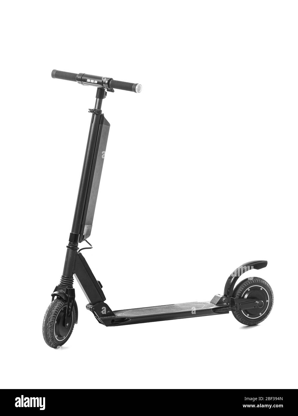 Modern kick scooter on white background Stock Photo Alamy