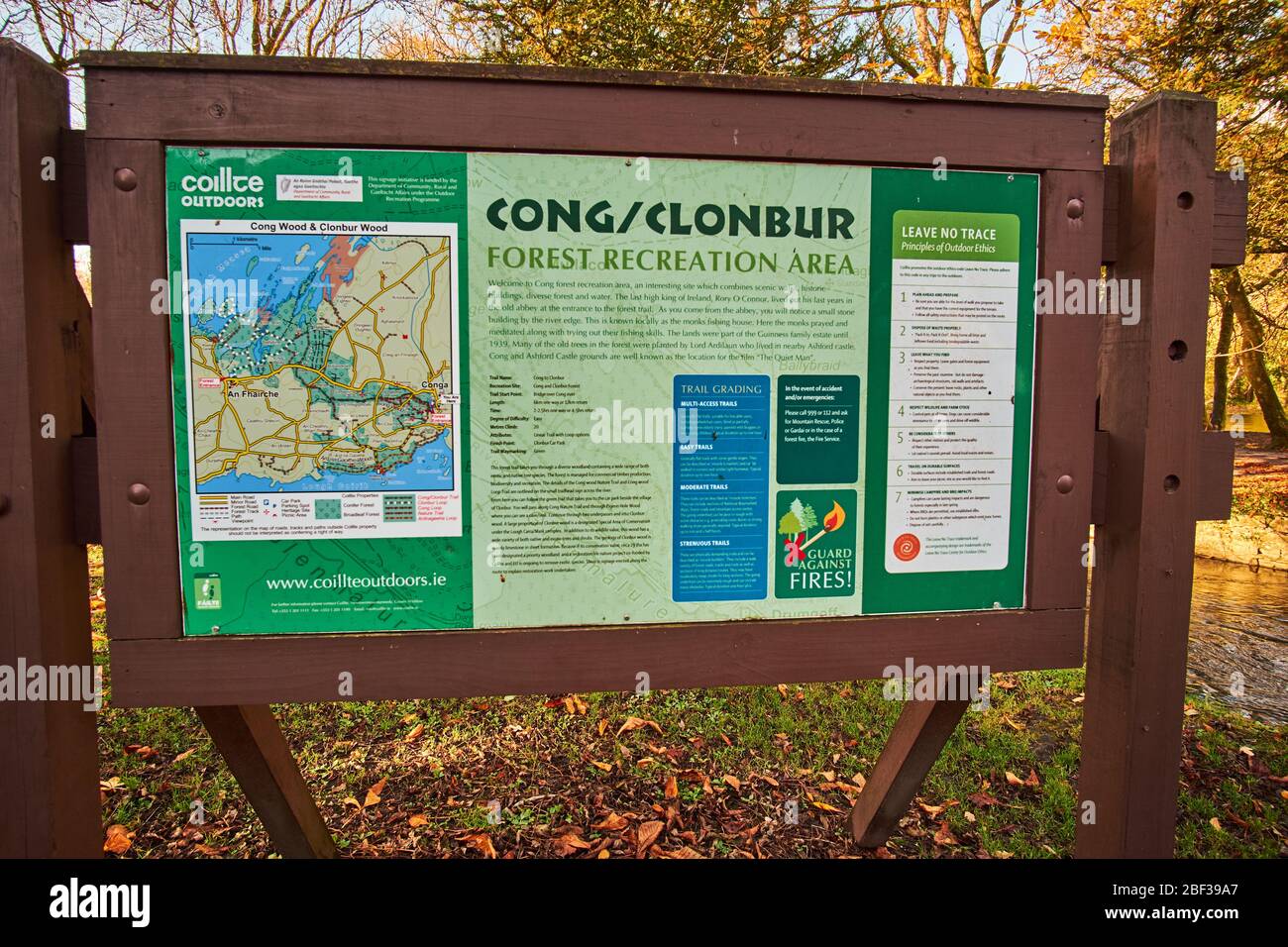 Sign at entrance of Cong Forest Recreation area Cong, County Mayo Republic of Ireland Europe Stock Photo