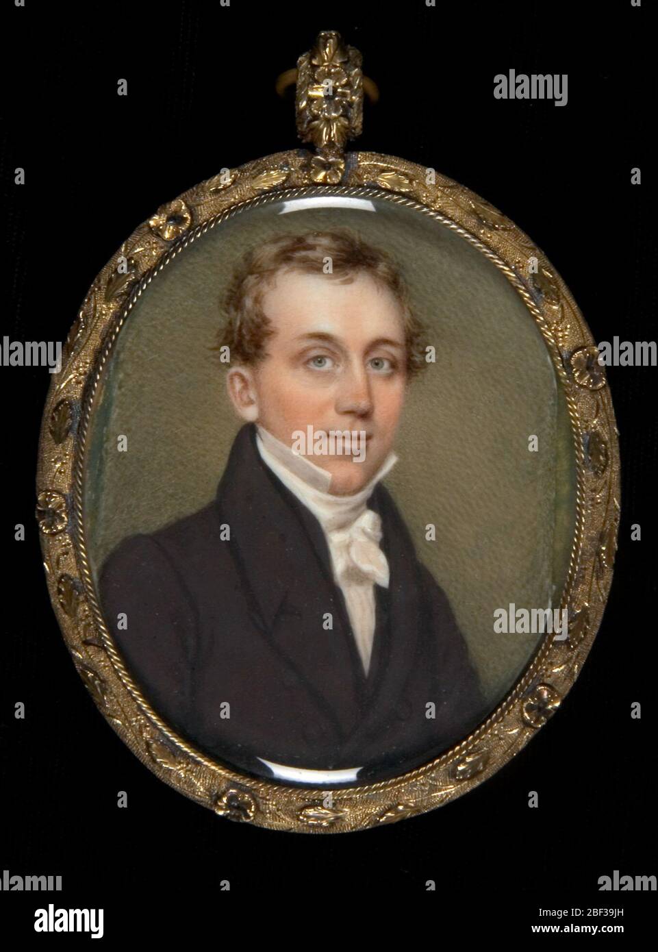 Portrait of a Gentleman. Purchased as a pair, these miniatures are housed in identical frames. Although couples often had matching frames made for their miniatures, later owners sometimes changed frames to reflect more up-to-date tastes. Stock Photo