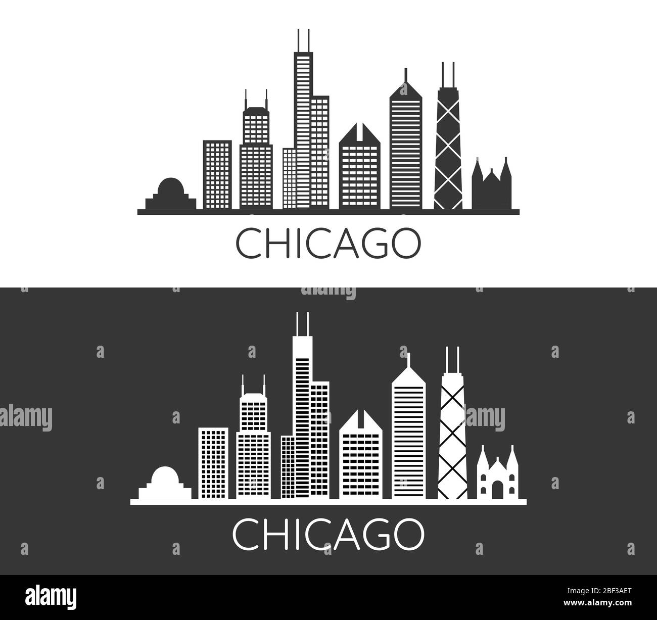 Chicago icon illustrated in vector on white background Stock Vector