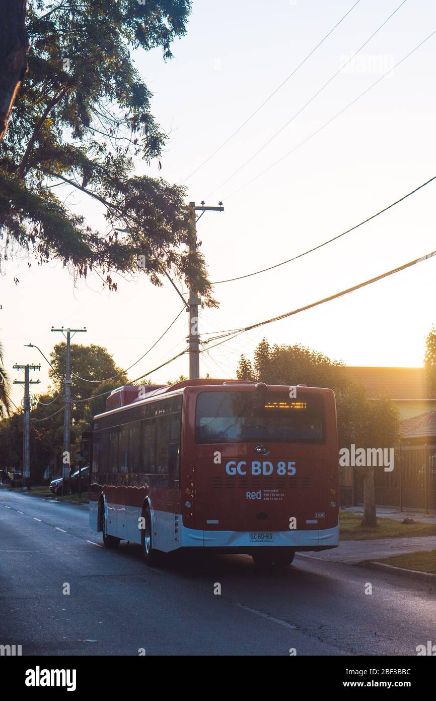 SANTIAGO, CHILE - NOVEMBER 2019: A Red Movilidad (Ex Transantiago) bus in Maipú Stock Photo