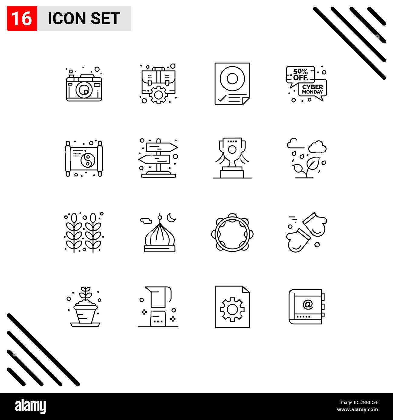 Stock Vector Icon Pack of 16 Line Signs and Symbols for price, ecommerce, strategic, discount, page Editable Vector Design Elements Stock Vector