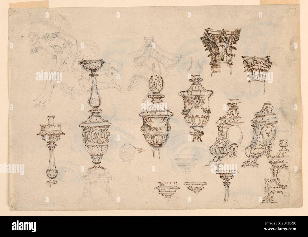 Sketches for Balusters and Capitals. Page with various designs fort ...
