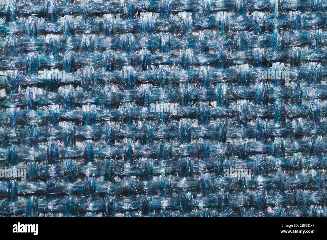 Blue fabric texture. knitted textile background. woven material macro Stock Photo