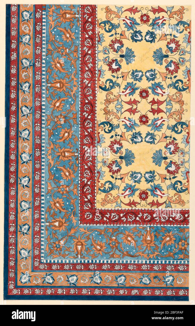 Design for a rug. Vertical rectangle. Design for the lower right ...