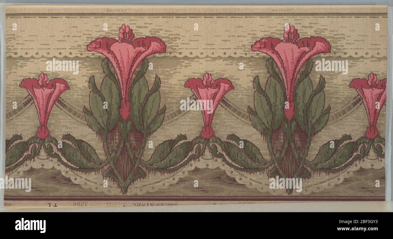https://c8.alamy.com/comp/2BF3GY3/frieze-art-nouveau-alternating-large-and-medium-pink-lilies-connected-by-foliateleafy-swag-secondary-ribbon-swag-behind-lilies-outlined-on-the-bottom-by-a-simplified-lace-like-pattern-scalloped-this-is-repeated-near-the-top-border-as-a-horizontal-band-2BF3GY3.jpg