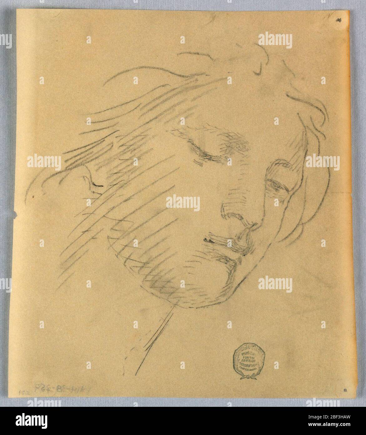 Sketch of a Womans Face. Sketch of a woman's face, looking downward and slightly to the right. Stock Photo