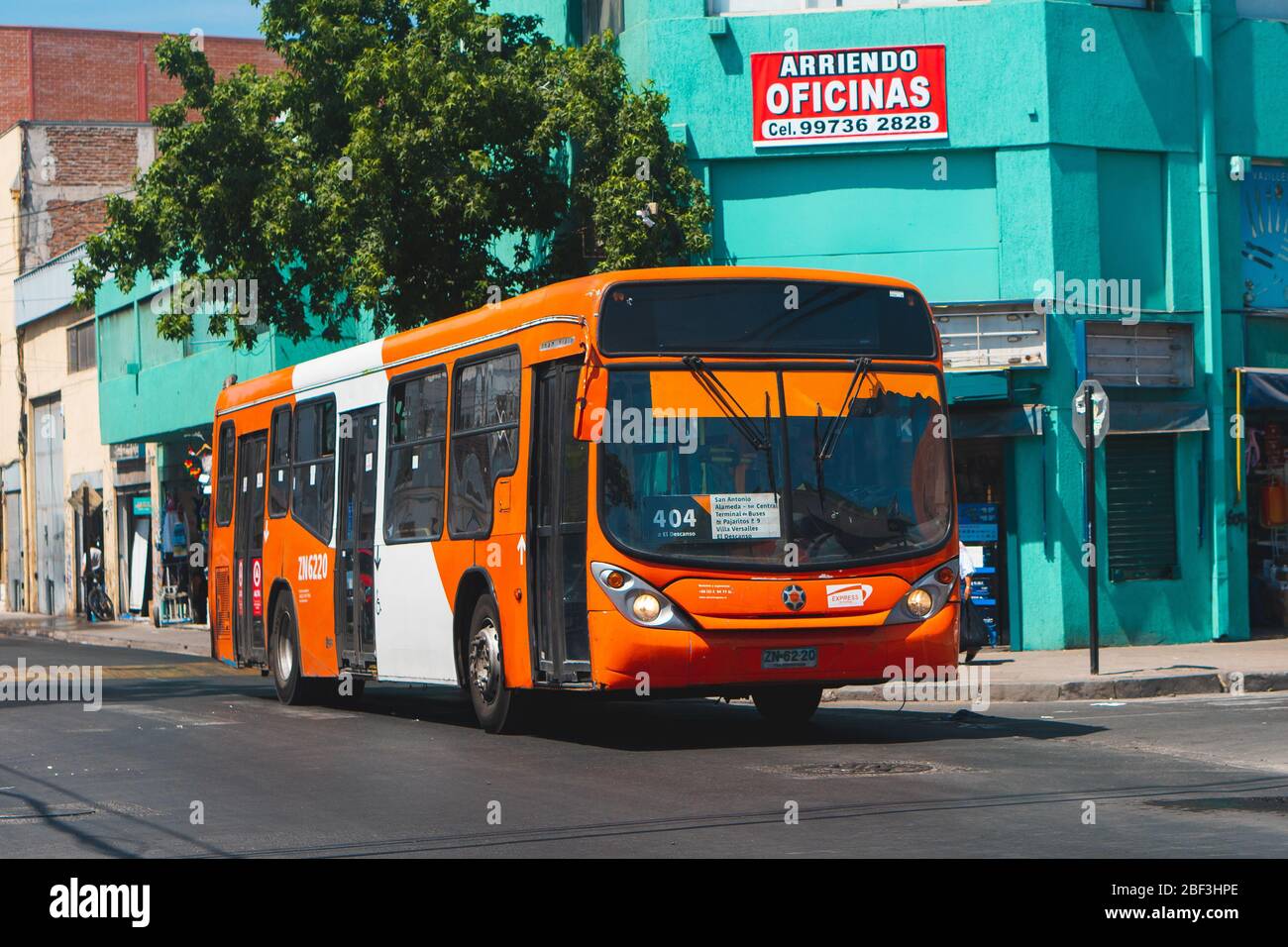 SANTIAGO, CHILE - NOVEMBER 2019: Transantiago bus in Estación Central Stock Photo