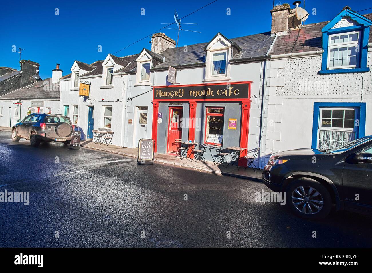 Exterior of Downtown shops and stores in Cong, County Mayo, Connemara, Republic of Ireland Stock Photo