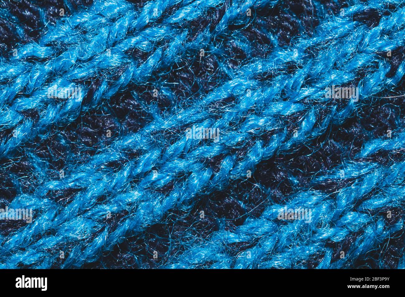 Blue fabric texture. knitted textile background. woven material close ...