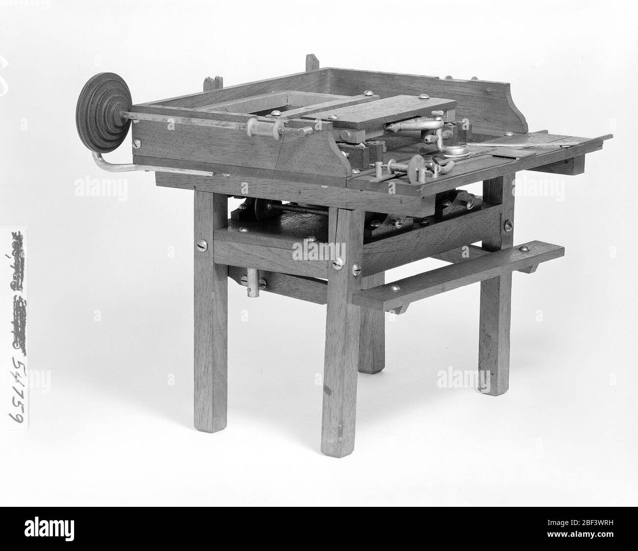 Patent Model of a Pantographic Engraving Machine. This patent model demonstrates an invention for a model of a pantographic engraving machine which was granted patent number 54759. Stock Photo