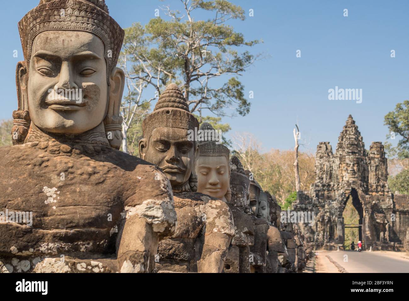 South Gate, Angkor Park, Siem Reap, Cambodia Stock Photo