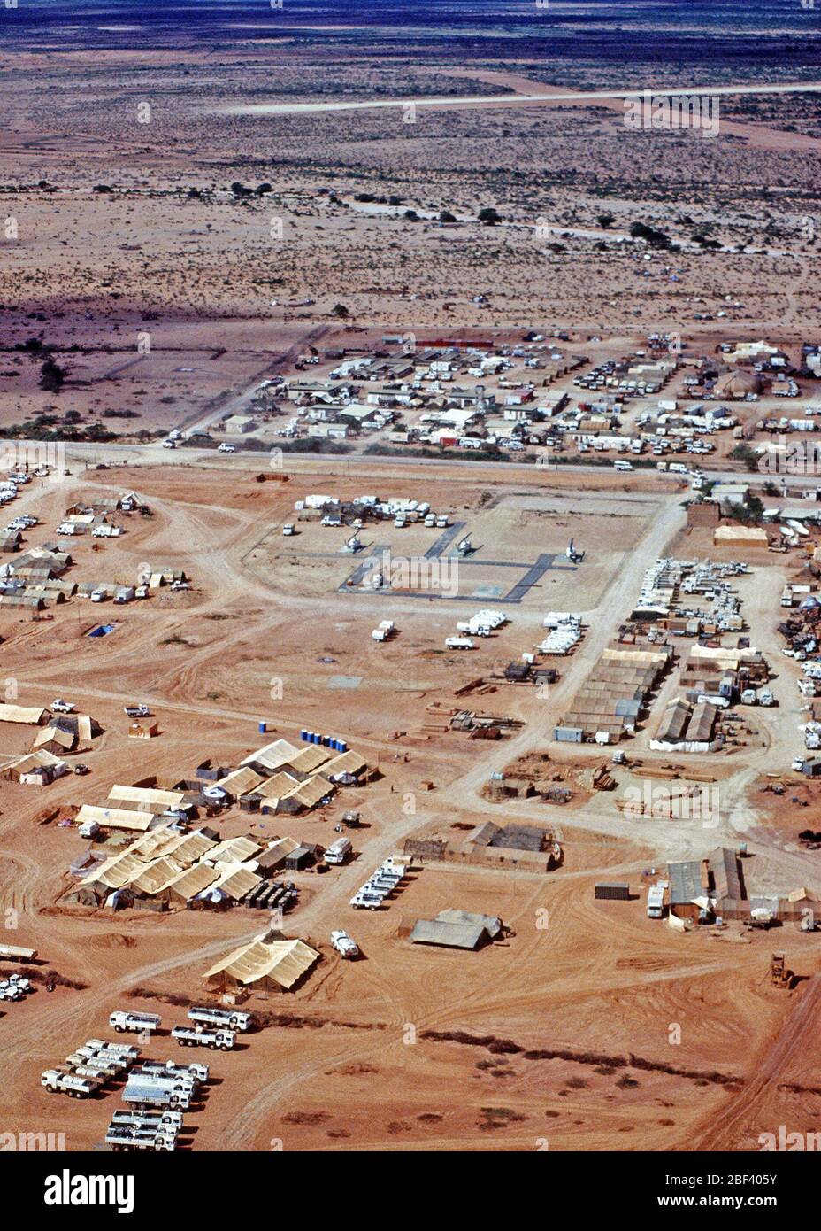 Aerial view of the German engineering contingent in Belet Uen, Somalia