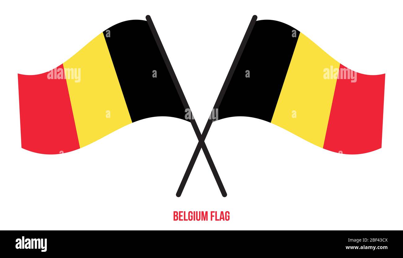 Two Crossed Waving Belgium Flag On Isolated White Background. Belgium ...
