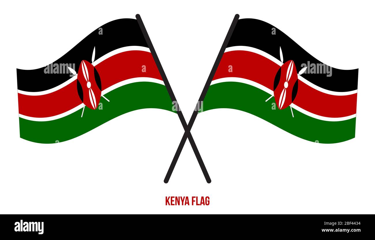 Kenya Flag Waving Vector Illustration on White Background. Kenya National Flag Stock Photo - Alamy