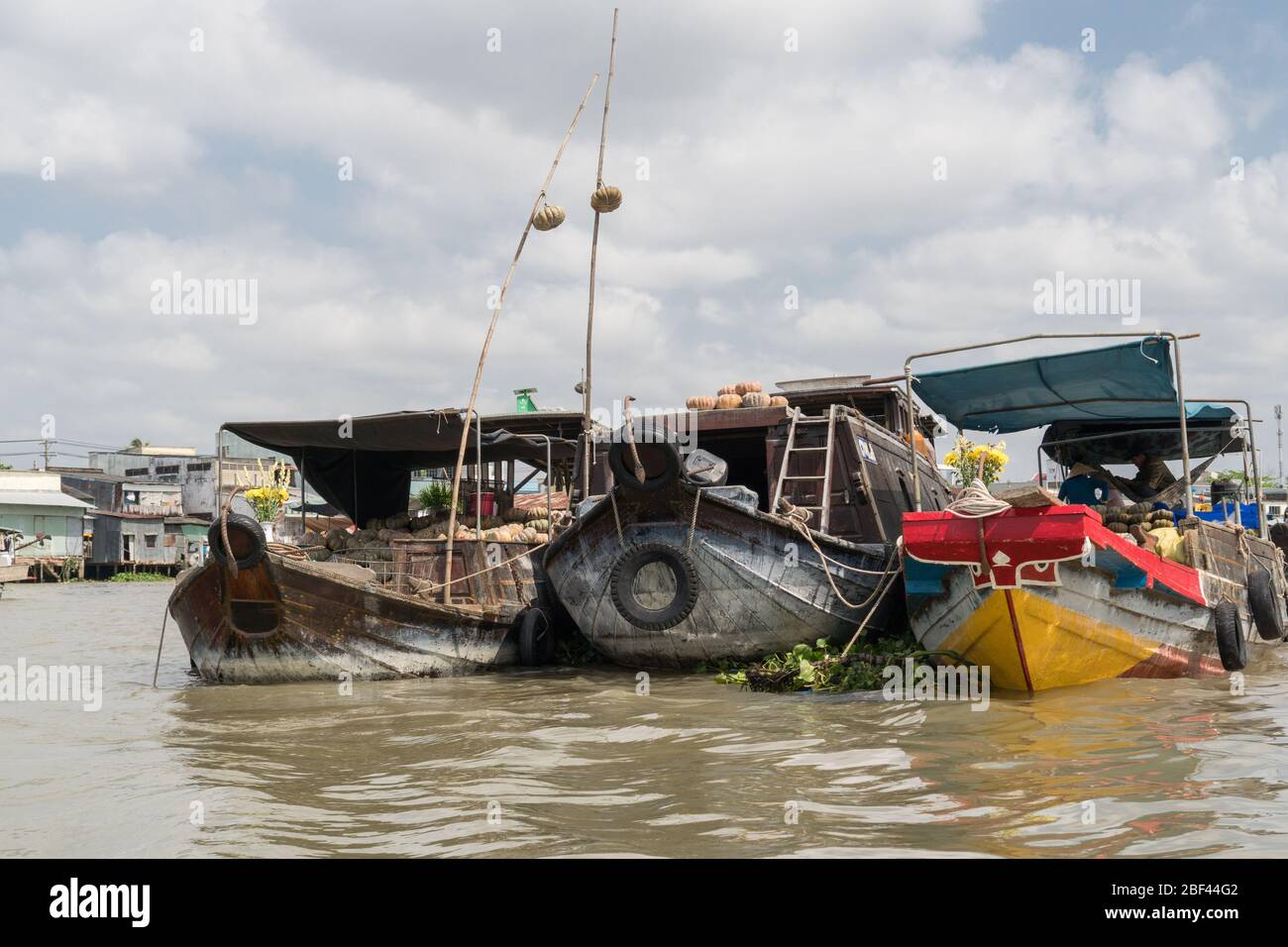 Cai Rang Floating Market, Cần Thơ, Vietnam Stock Photo