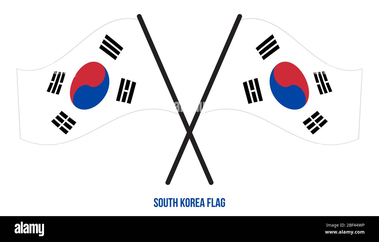 South Korea Flag Waving Vector Illustration on White Background. South