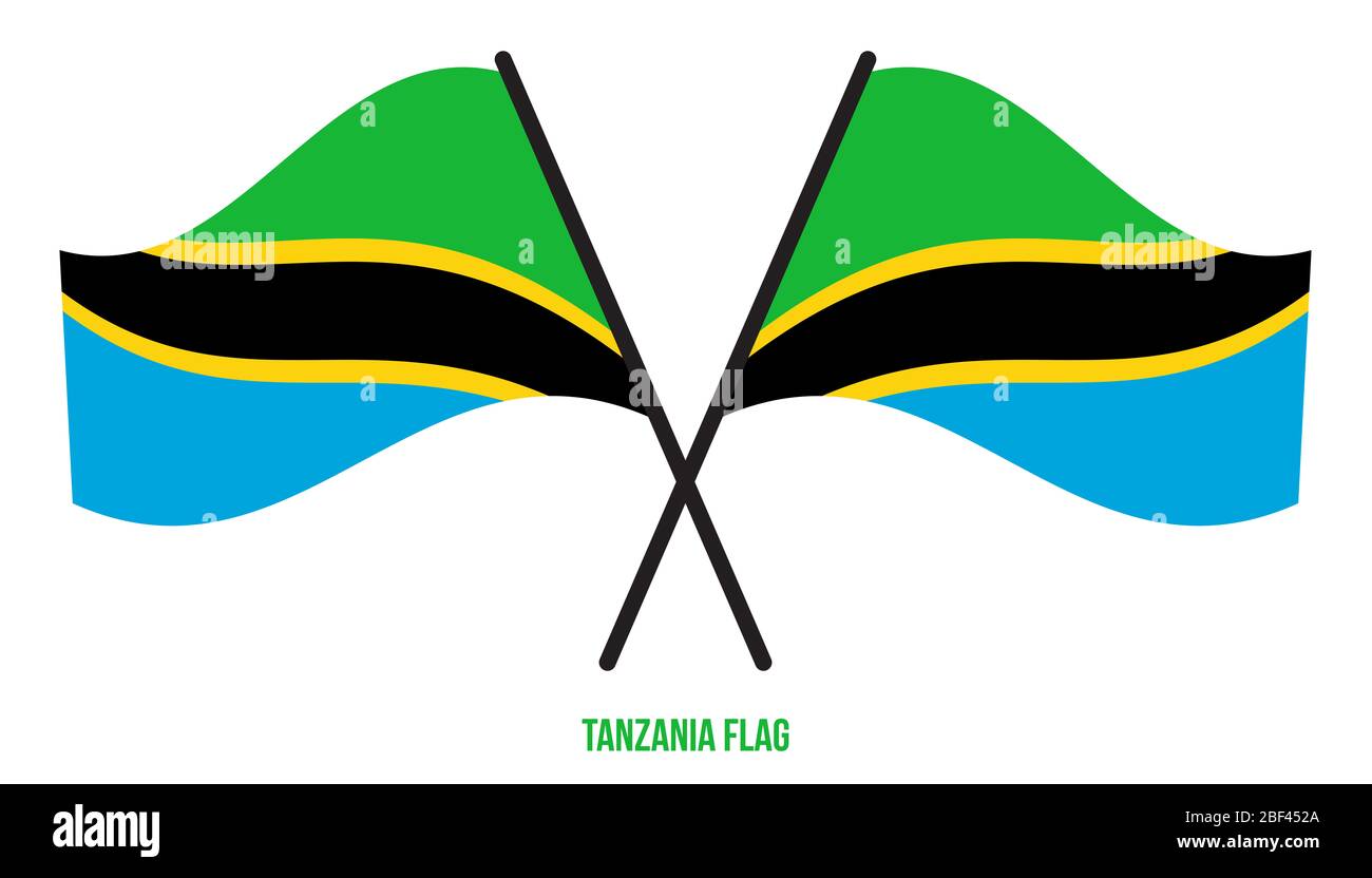 Tanzania Flag Waving Vector Illustration on White Background. Tanzania National Flag. Stock Photo