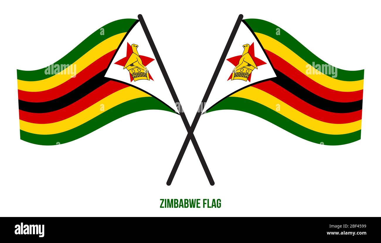 Zimbabwe Flag Waving Vector Illustration on White Background. Zimbabwe National Flag Stock Photo