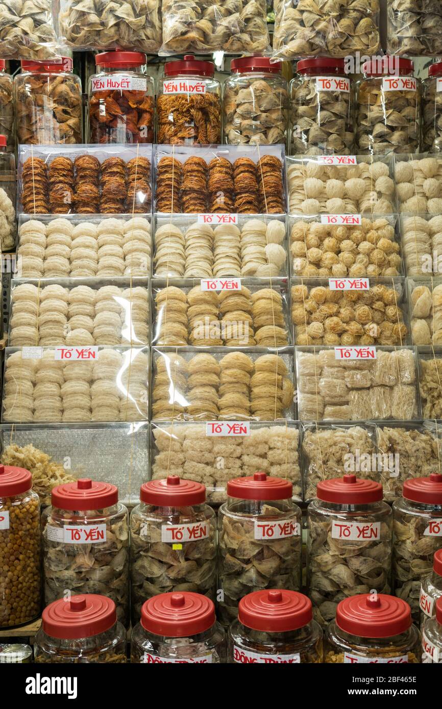 Bird's nests for sale in Bình Tây Market, Ho Chi Minh CIty, Vietnam Stock Photo