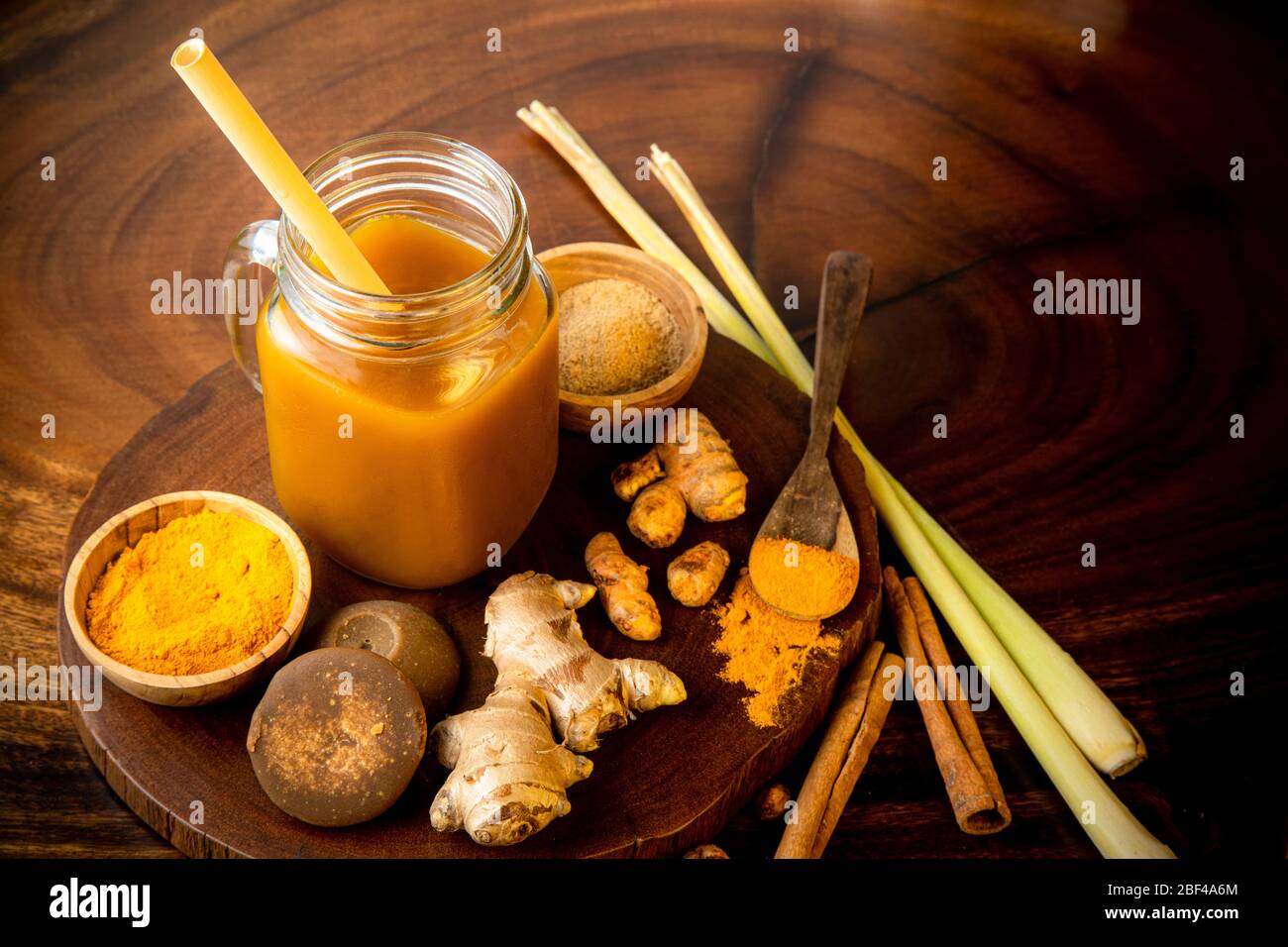 Jamu, a herbal traditional elixir medicine from Indonesia and Malaysia. Made from natural materials from ancient Javanese culture Stock Photo