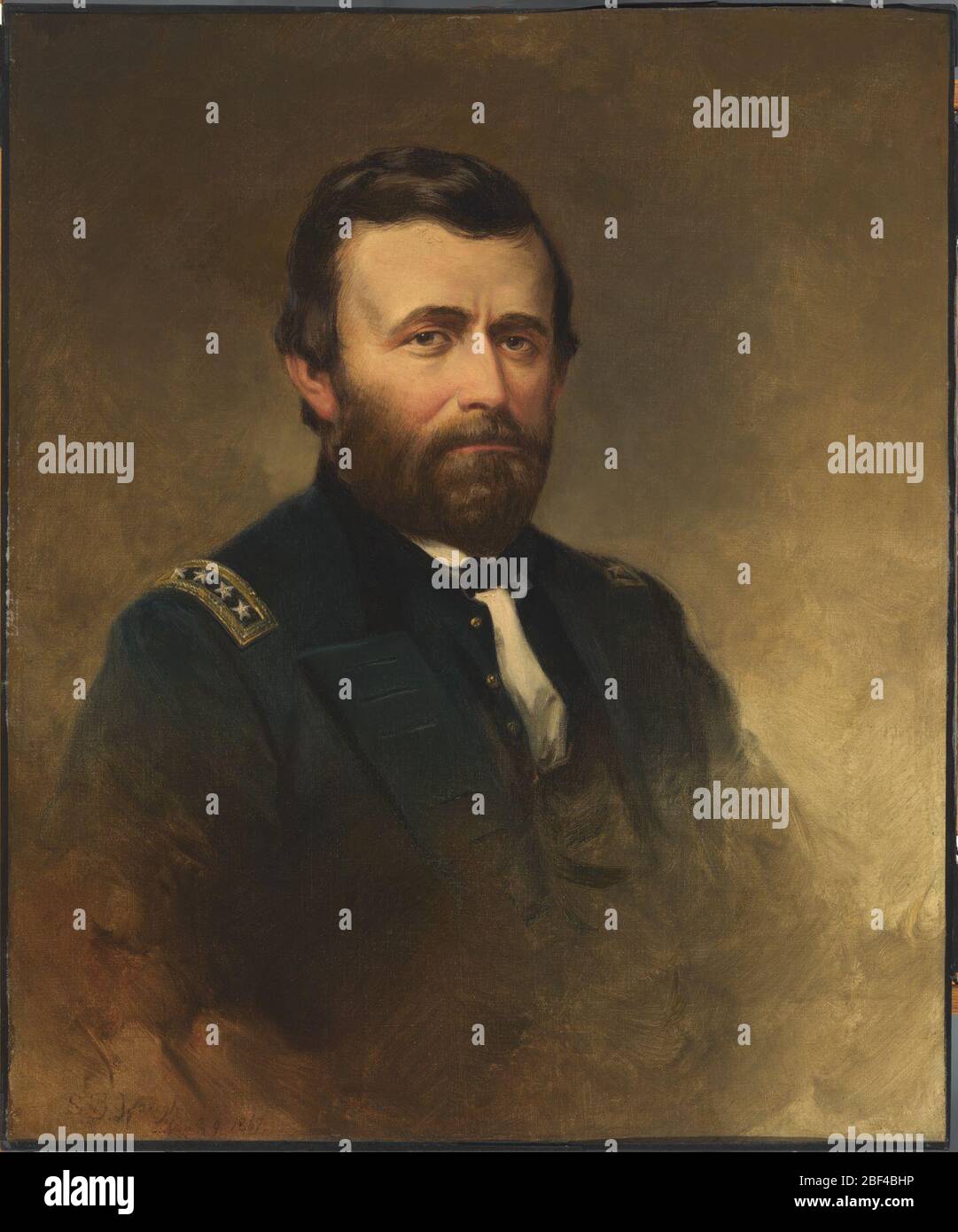 Ulysses S Grant. Born Point Pleasant, OhioArtist Samuel Bell Waugh painted this portrait of Ulysses S. Grant just days after he became the nation’s eighteenth president. Stock Photo