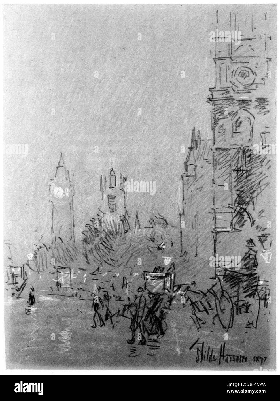 London Evening. Jh Purchased From Parke-bernet Galleries Nov 13, 1957 Stock Photo