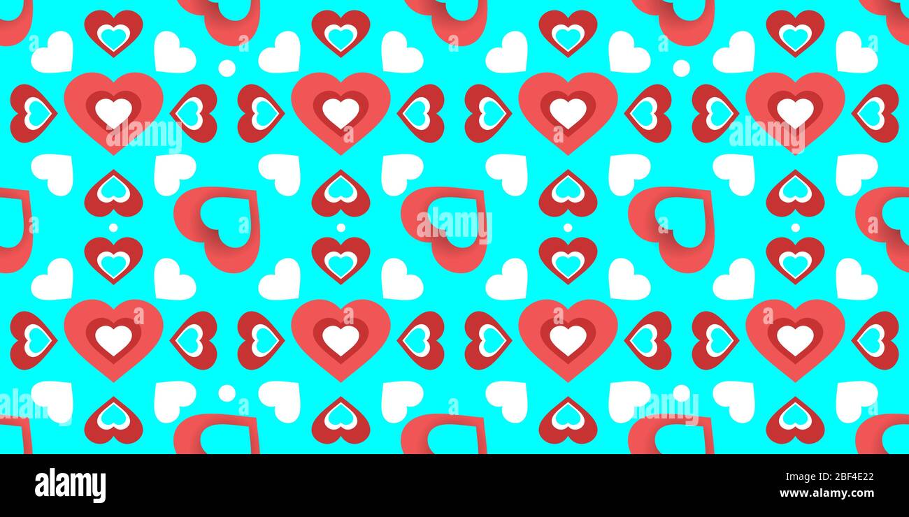 Seamless pattern with hearts on a blue background. vector Stock Vector ...