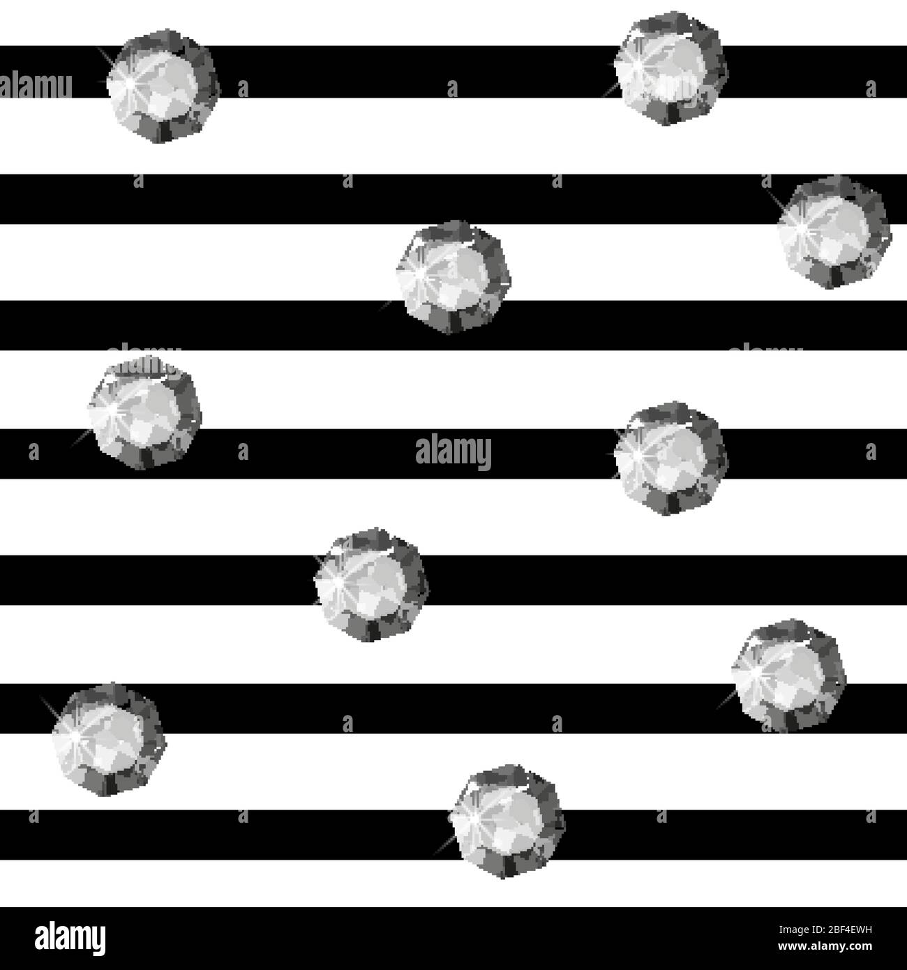 Beautiful background with gems on a striped background. Vector Stock