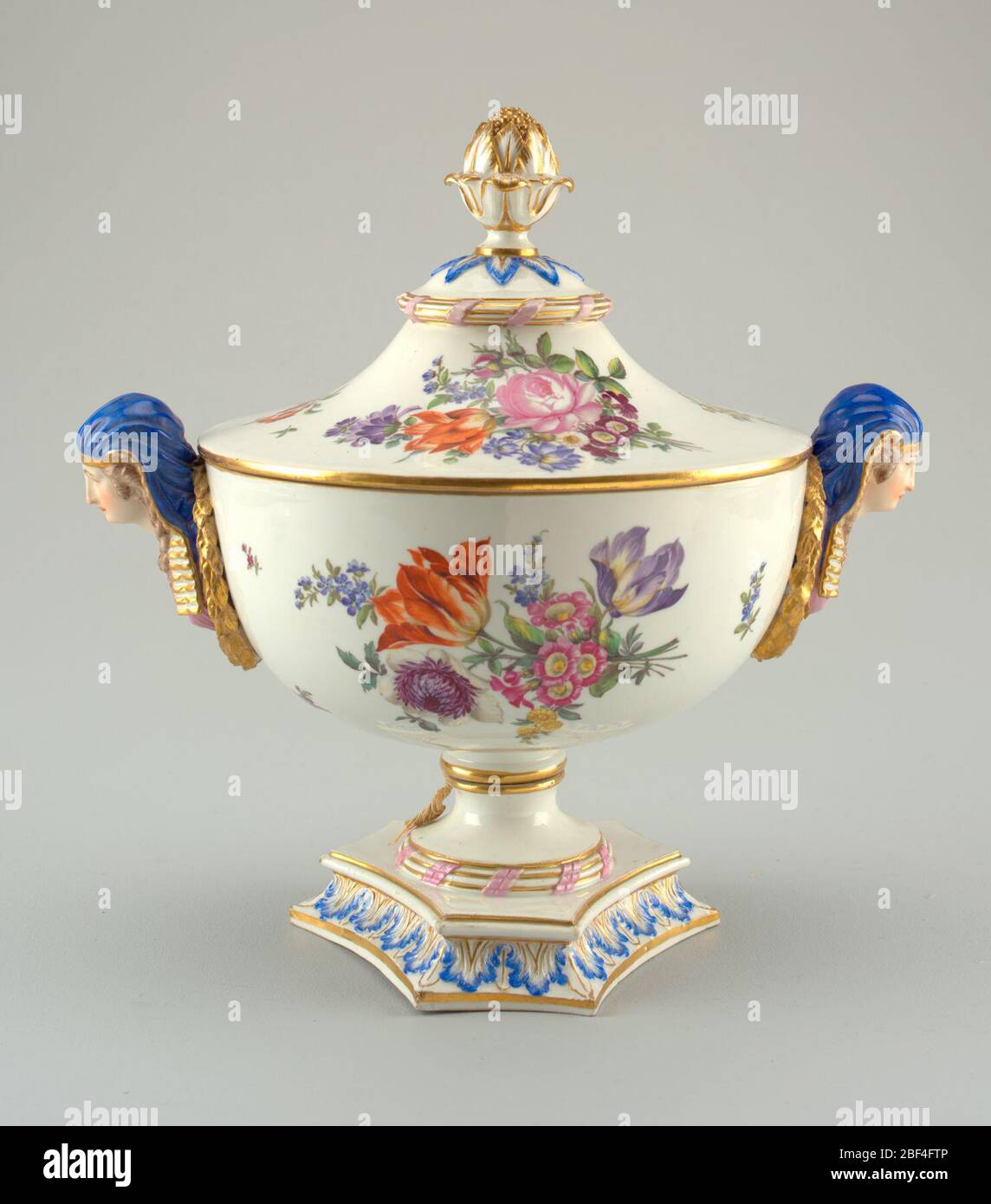 Tureen with SphinxHead Handles. Tureen mounted on pedestal, being