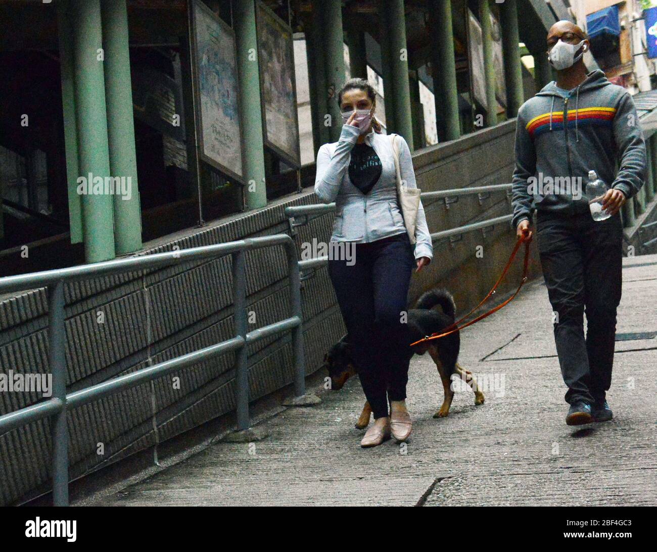 Foreigners wearing surgical masks in Hong Kong during the Covid19