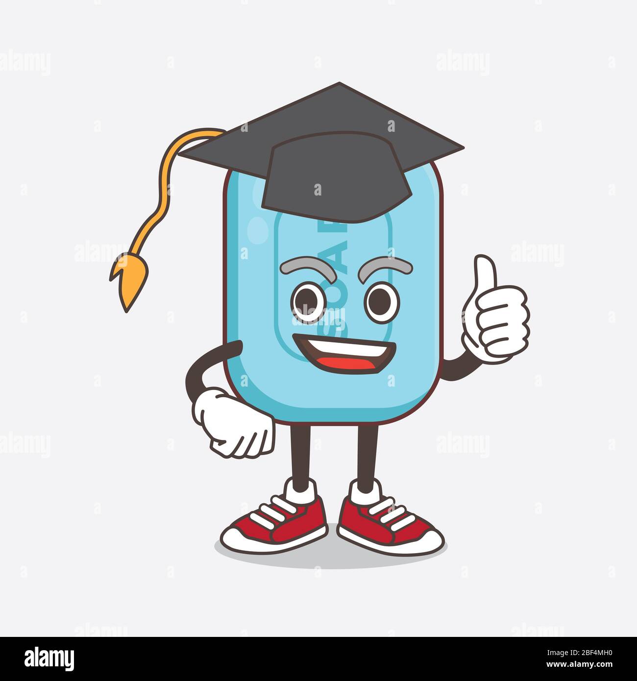 An Illustration Of Blue Soap Cartoon Mascot Character In A Black Graduation Hat Stock Photo Alamy