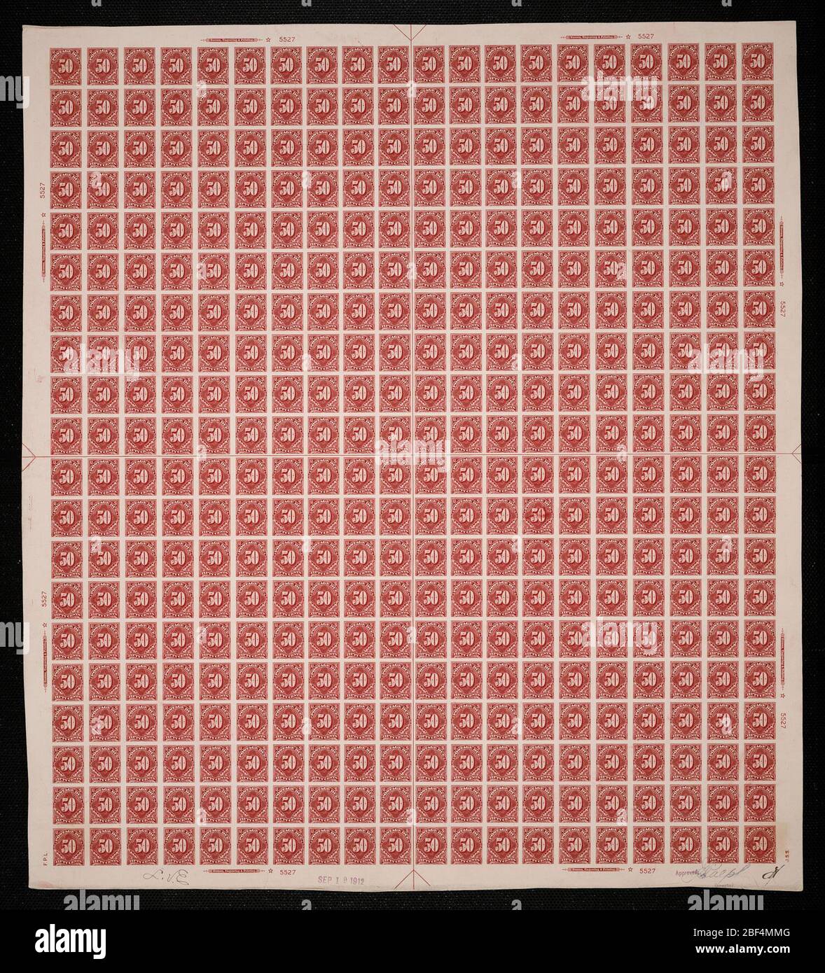 50c Postage Due plate proof. Certified plate proofs are the last
