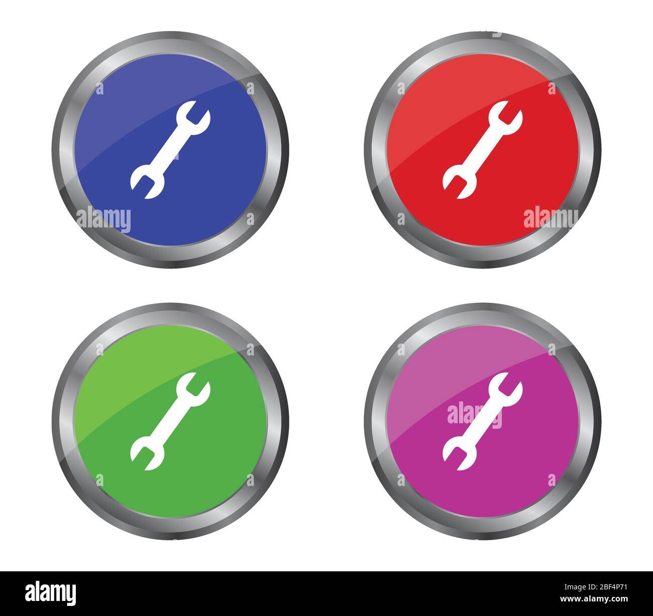wrench button icon illustrated in vector on white background Stock