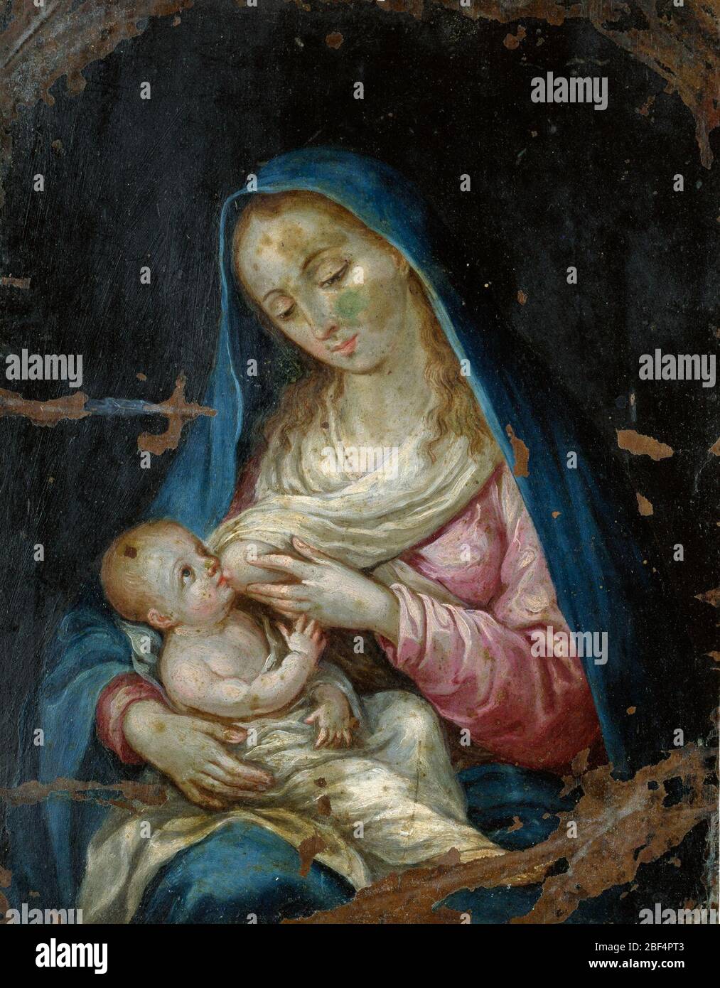 Nuestra senora de Belen. The iconography of the Virgin nursing the infant Jesus identifies Mary with the Church. In the same manner that Mary cares for the Christ child, so the Church nurtures its children. Stock Photo