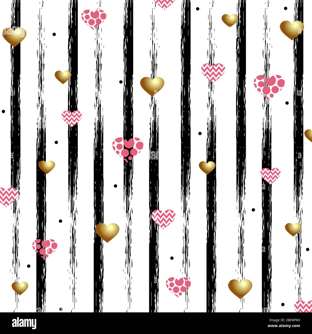 Beautiful background for Valentines Day. Gold and pink hearts on a ...