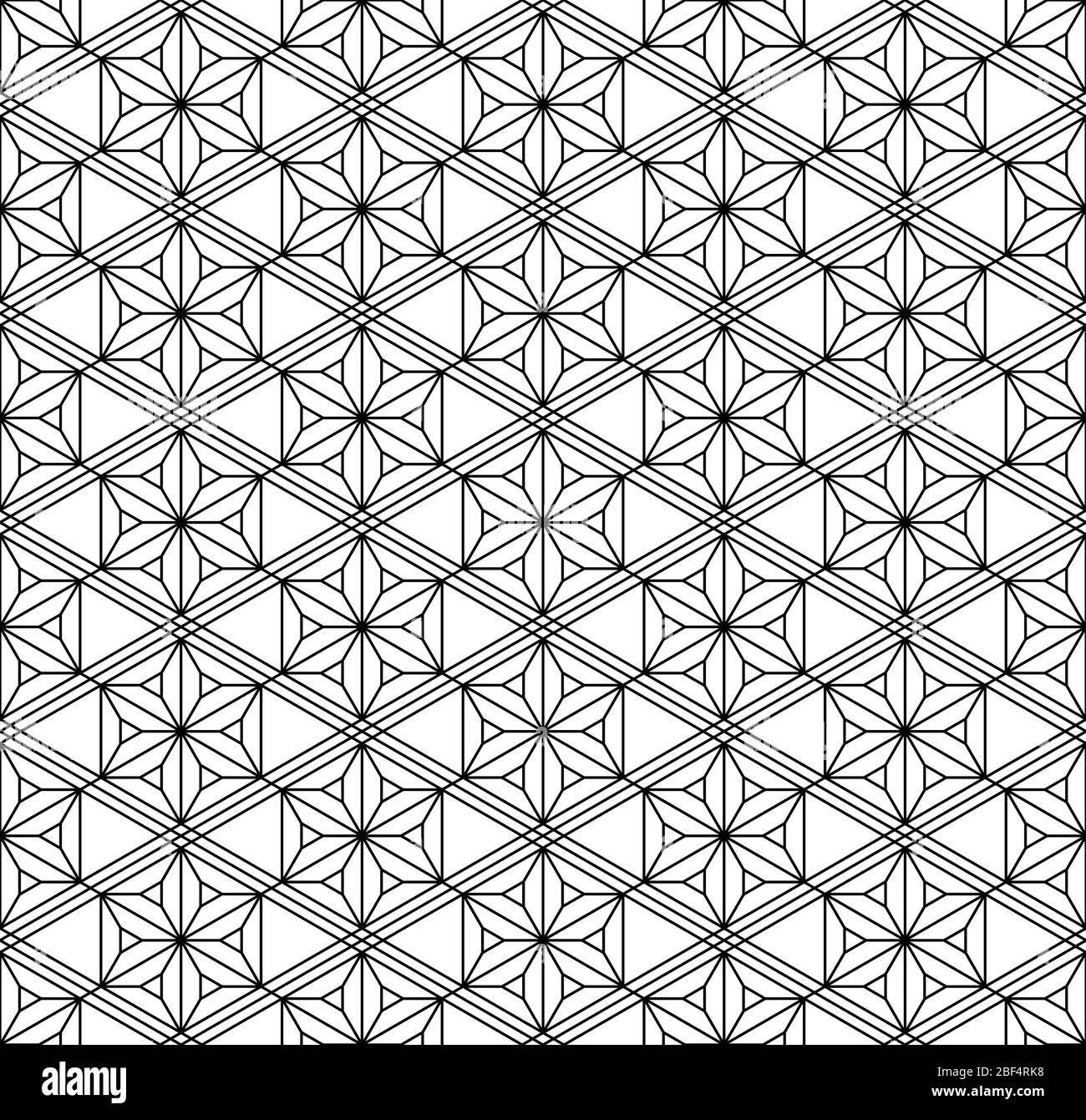 Seamless pattern based on japanese woodwork art.Black and white color ...