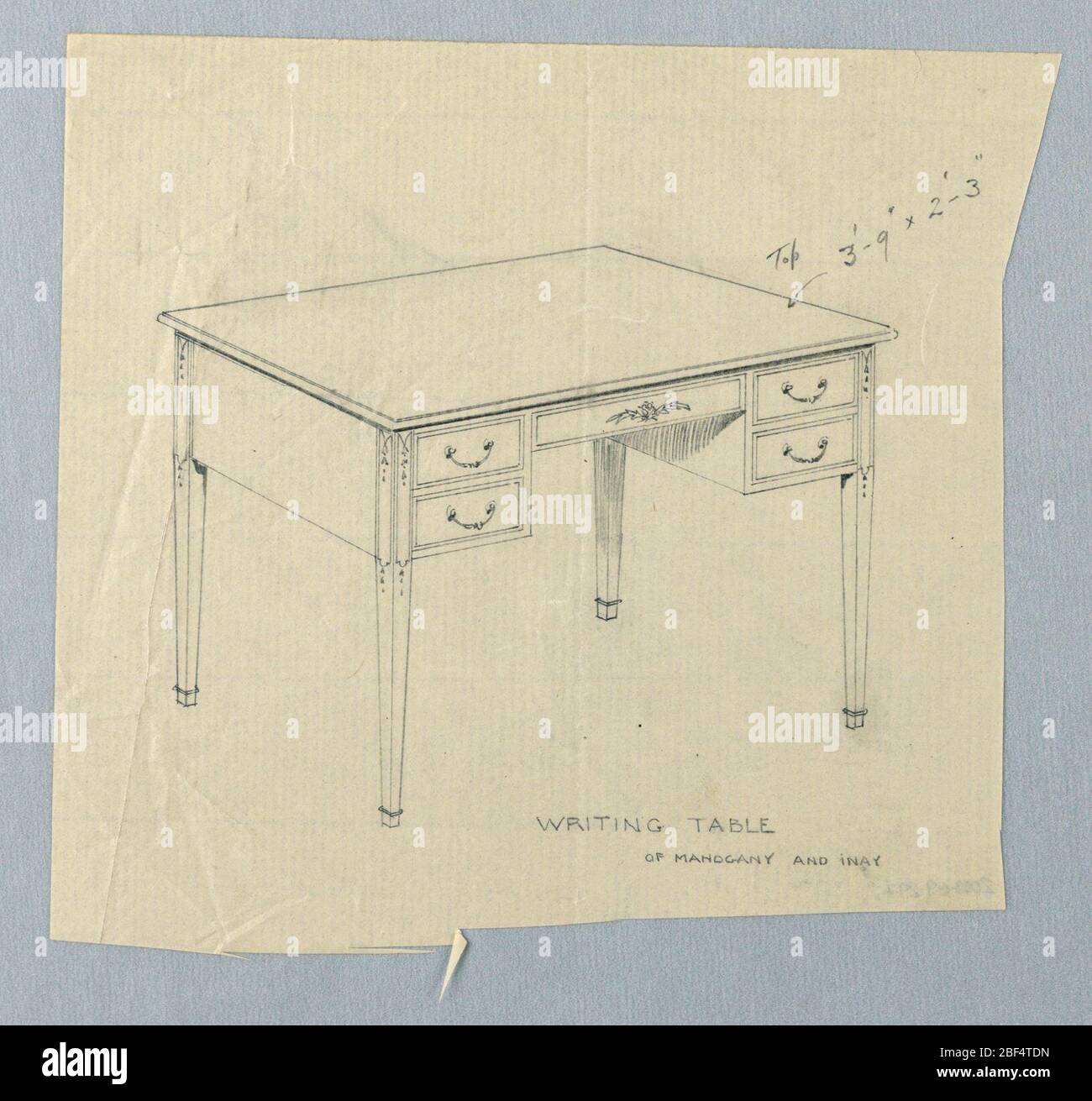 Design for Rectangular Writing Table with Decorated Tops of Legs Stock