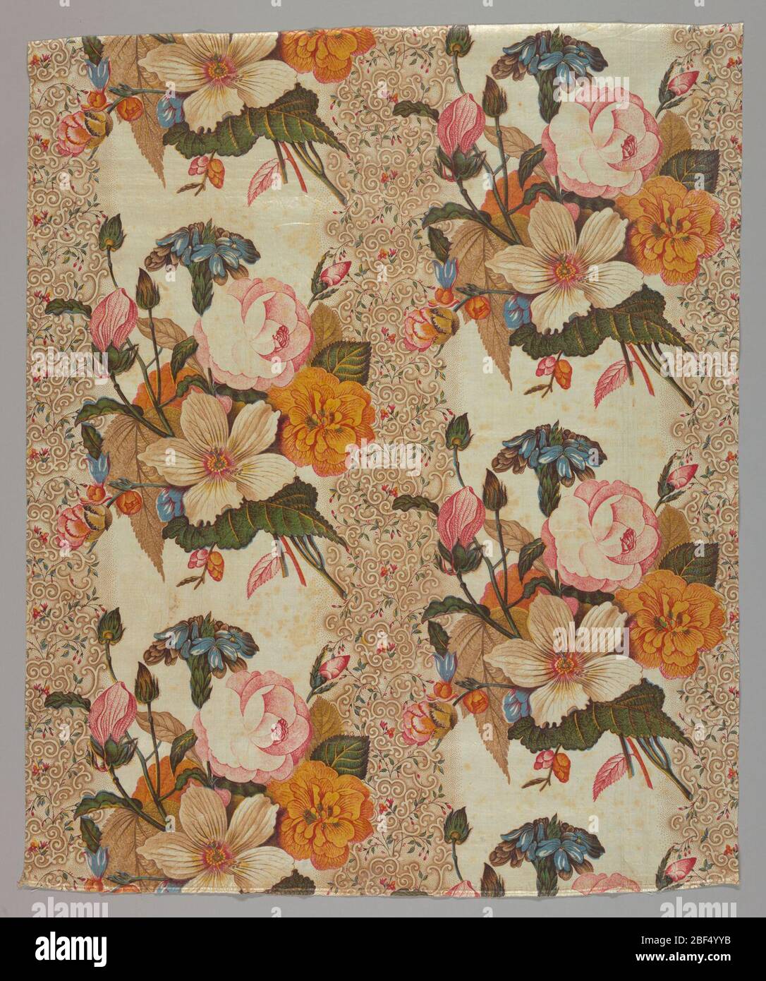 Polychrome Textile Textile. Polychrome panel with a vertical arrangement of flower ...