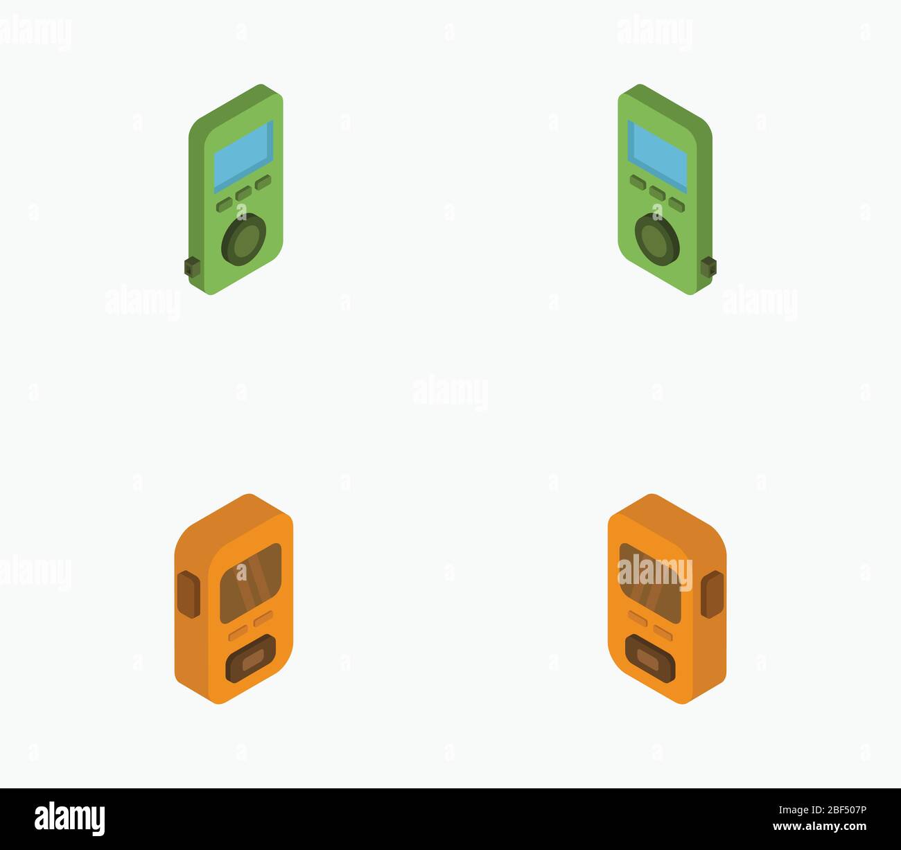 isometric mp3 player icon illustrated in vector on white background Stock Vector