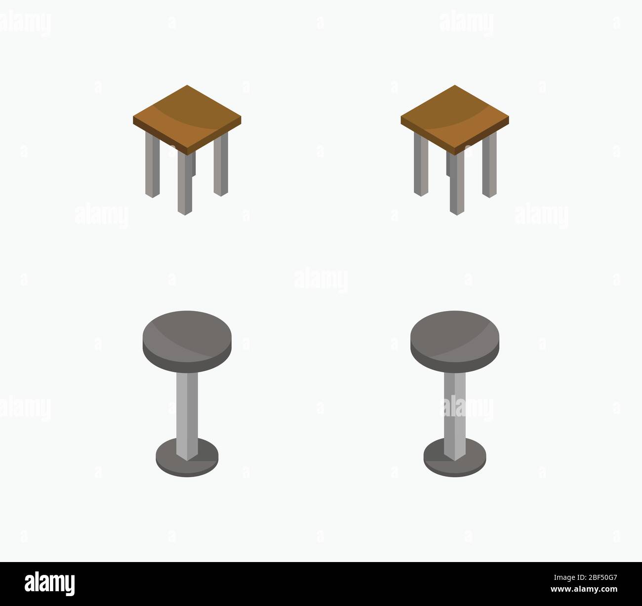 isometric stool icon illustrated in vector on white background Stock Vector