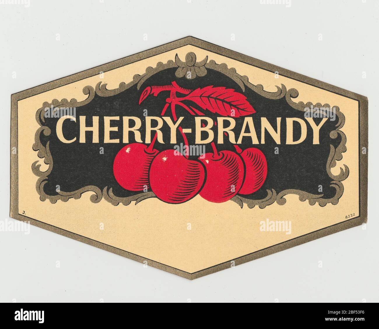 Unused and rare vintage label of a Cherry Brandy liquor, this label is  decorated with red cherries. Brandy is a spirit produced by distilling  wine. Br Stock Photo - Alamy