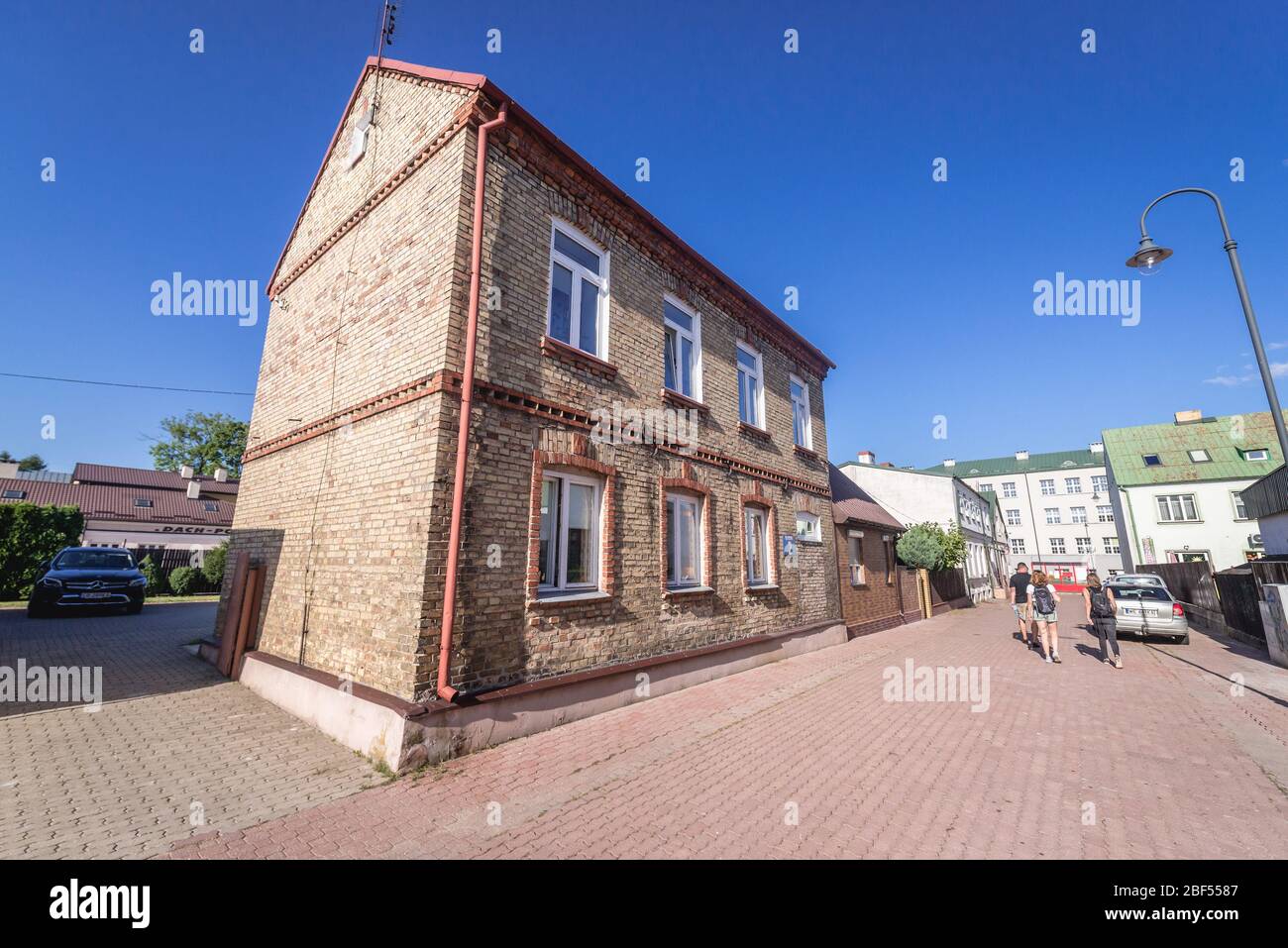 Old residential building in Suwalki city, located in Podlaskie Voivodeship of northeastern Poland Stock Photo
